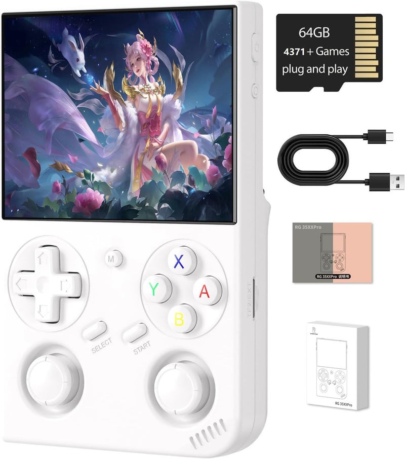 Voacle RG35XX Pro Retro Handheld Game Console , RG 35XXPro Support HDMI TV Output 5G WiFi Bluetooth 4.2 , 3.5 Inch IPS Screen Linux System Preloaded 4353 Games 3200mAh Battery(White-New) - Image 1